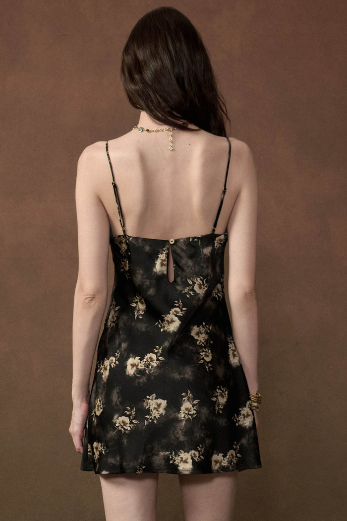 Dance with Me Floral Satin Mini Slip Dress - ShopPromesa