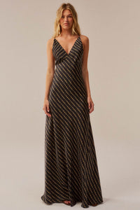 Clair de Lune Moon-Print Satin Maxi Slip Dress - ShopPromesa