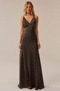 Clair de Lune Moon-Print Satin Maxi Slip Dress - ShopPromesa