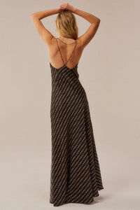 Clair de Lune Moon-Print Satin Maxi Slip Dress - ShopPromesa