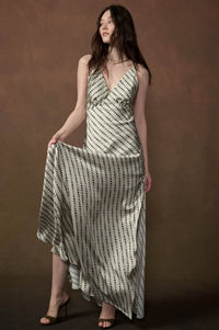 Clair de Lune Moon-Print Satin Maxi Slip Dress - ShopPromesa