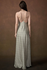 Clair de Lune Moon-Print Satin Maxi Slip Dress - ShopPromesa