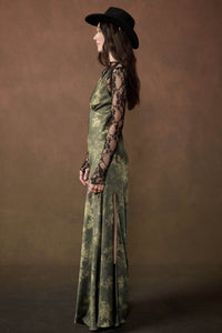 Jade Garden Floral Satin Open-Back Maxi Slip Dress - ShopPromesa