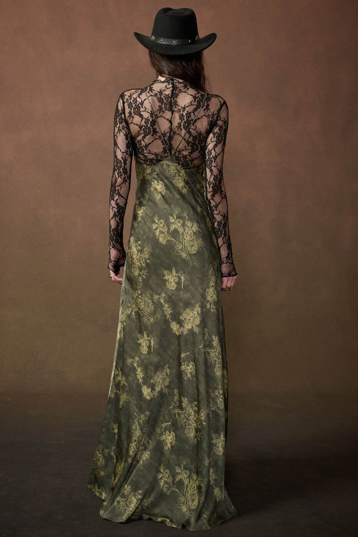 Jade Garden Floral Satin Open-Back Maxi Slip Dress - ShopPromesa