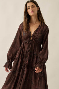 Autumn Storm Floral Chiffon High-Low Midi Dress - ShopPromesa