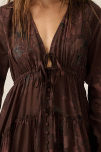 Autumn Storm Floral Chiffon High-Low Midi Dress - ShopPromesa