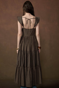 Town Square Plaid Flutter-Sleeve Tiered Midi Dress - ShopPromesa