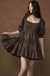 Square Dance Plaid Smocked Puff-Sleeve Mini Dress - ShopPromesa