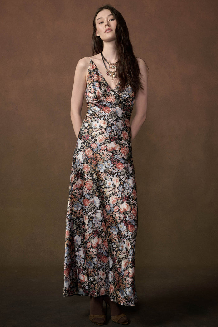 Polished Petals Floral Satin Maxi Slip Dress - ShopPromesa