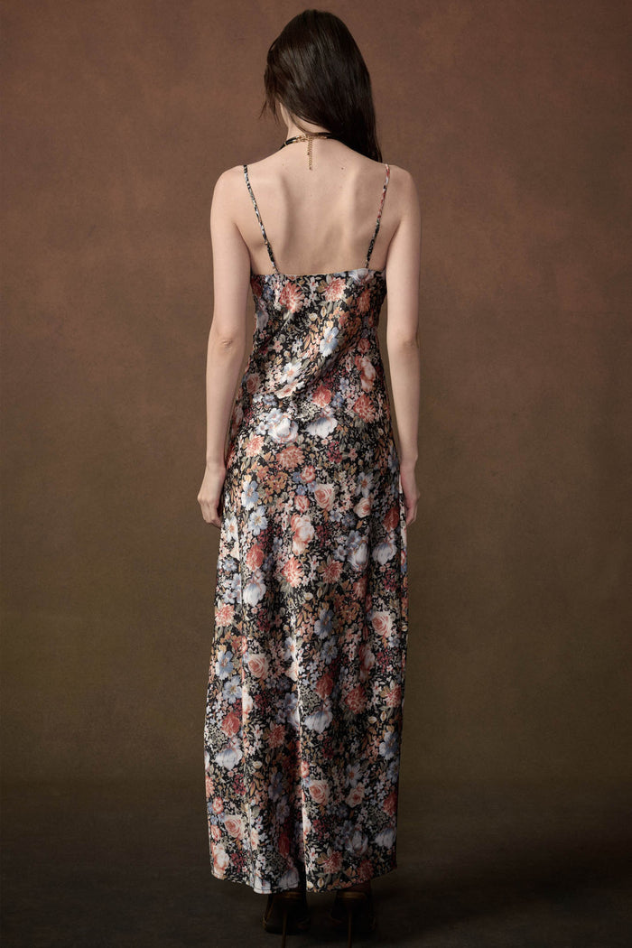 Polished Petals Floral Satin Maxi Slip Dress - ShopPromesa