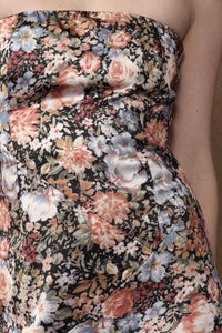 Garden Glam Floral Satin Strapless Maxi Dress - ShopPromesa
