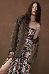 Garden Glam Floral Satin Strapless Maxi Dress - ShopPromesa