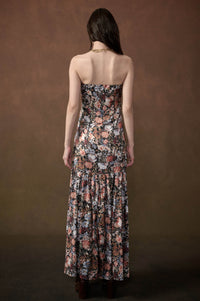 Garden Glam Floral Satin Strapless Maxi Dress - ShopPromesa