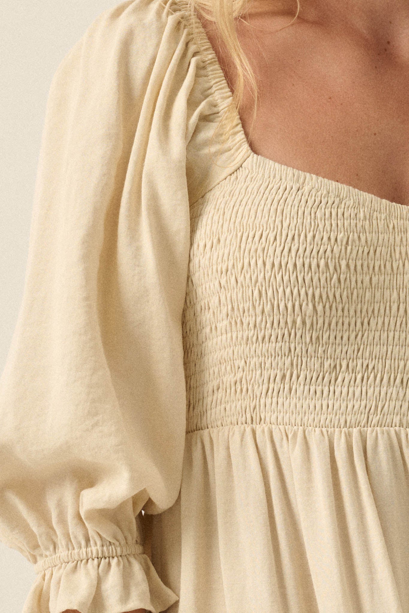 Sunday Picnic Smocked Puff-Sleeve Tiered Mini Dress - ShopPromesa
