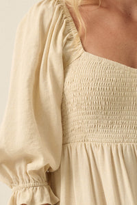 Sunday Picnic Smocked Puff-Sleeve Tiered Mini Dress - ShopPromesa