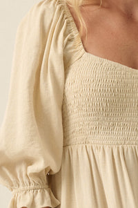 Sunday Picnic Smocked Puff-Sleeve Tiered Mini Dress - ShopPromesa