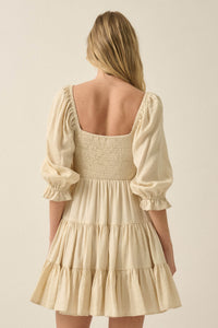 Sunday Picnic Smocked Puff-Sleeve Tiered Mini Dress - ShopPromesa