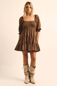 Sunday Picnic Smocked Puff-Sleeve Tiered Mini Dress - ShopPromesa