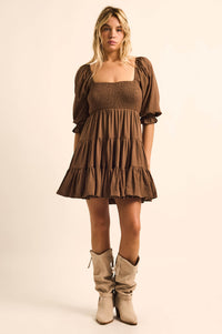 Sunday Picnic Smocked Puff-Sleeve Tiered Mini Dress - ShopPromesa
