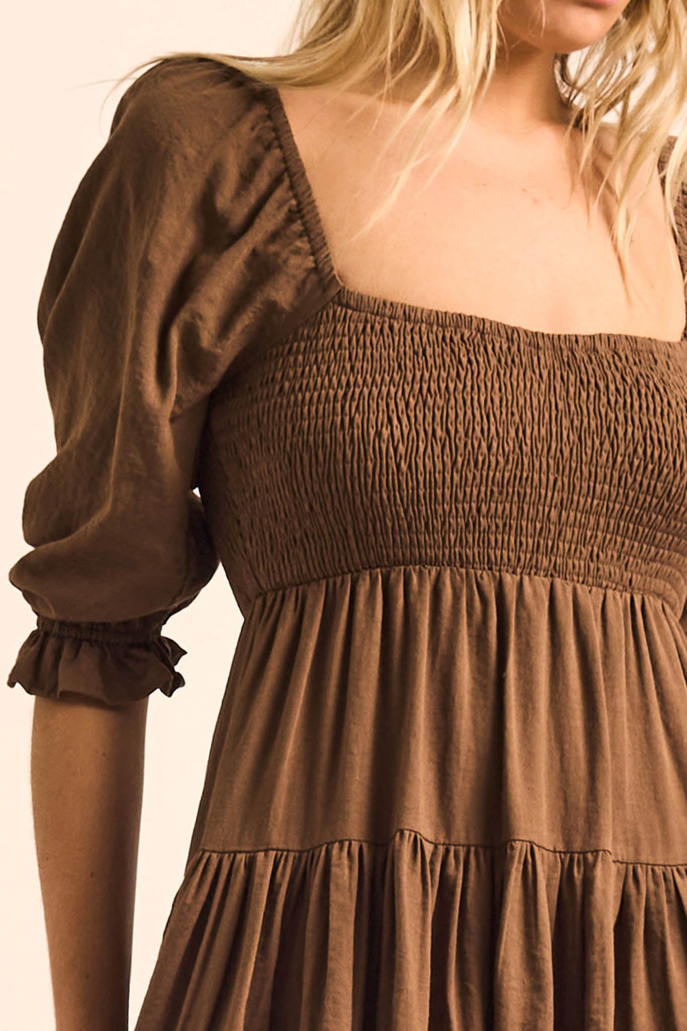 Sunday Picnic Smocked Puff-Sleeve Tiered Mini Dress - ShopPromesa