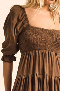 Sunday Picnic Smocked Puff-Sleeve Tiered Mini Dress - ShopPromesa