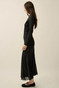 Beauty Spot Polka Dot Mesh Ruched Maxi Dress - ShopPromesa