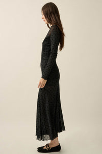 Beauty Spot Polka Dot Mesh Ruched Maxi Dress - ShopPromesa