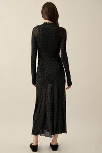 Beauty Spot Polka Dot Mesh Ruched Maxi Dress - ShopPromesa