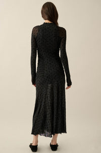 Beauty Spot Polka Dot Mesh Ruched Maxi Dress - ShopPromesa