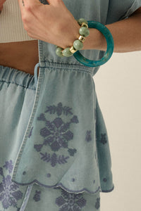 Gorgeous Day Embroidered Denim Drawstring Kimono - ShopPromesa