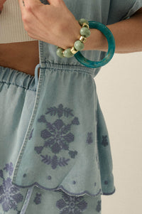 Gorgeous Day Embroidered Denim Drawstring Kimono - ShopPromesa