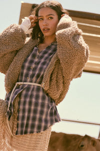 Warm Fuzzies Faux Shearling Zip-Up Teddy Jacket - ShopPromesa