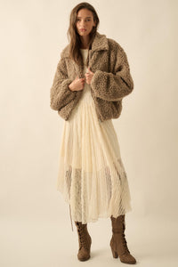 Warm Fuzzies Faux Shearling Zip-Up Teddy Jacket - ShopPromesa