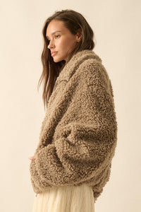 Warm Fuzzies Faux Shearling Zip-Up Teddy Jacket - ShopPromesa