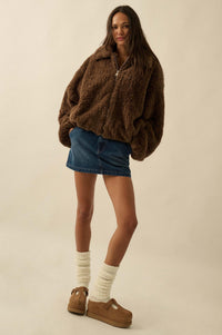 Fur Sure Faux Fur Collared Zip-Up Teddy Jacket - ShopPromesa
