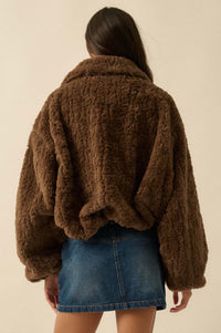 Fur Sure Faux Fur Collared Zip-Up Teddy Jacket - ShopPromesa