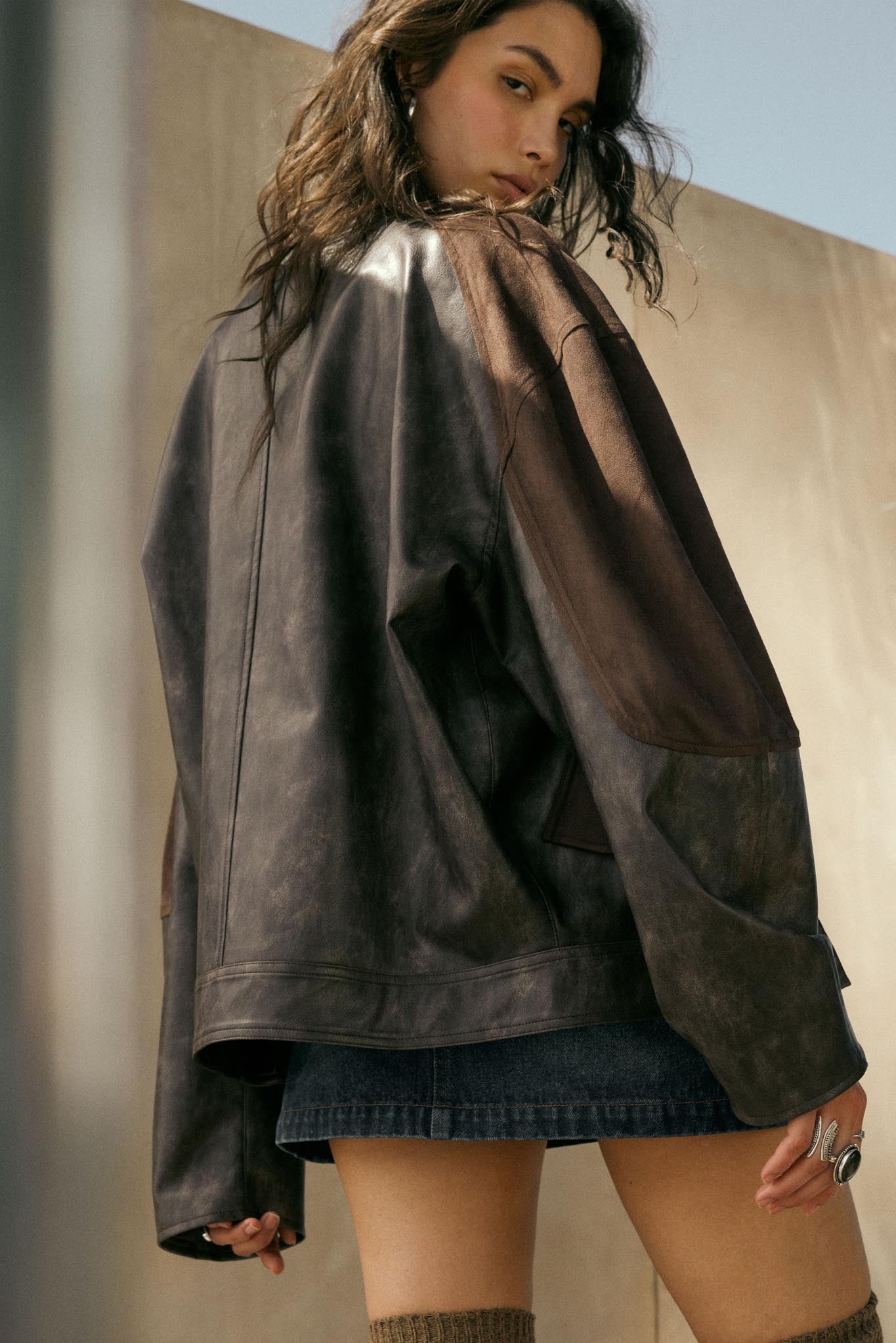 Open Road Vegan Leather and Suede Jacket - ShopPromesa