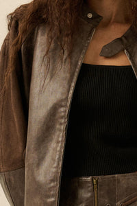 Open Road Vegan Leather and Suede Jacket - ShopPromesa