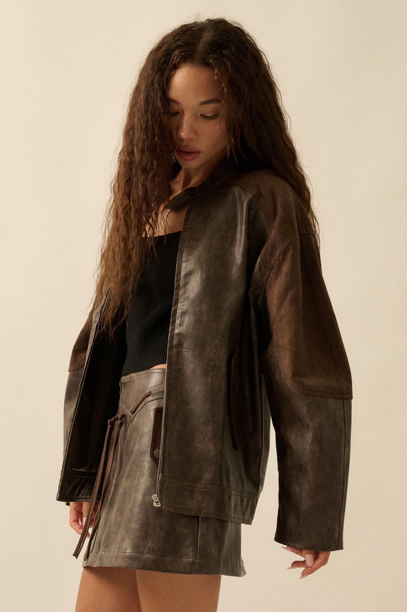 Open Road Vegan Leather and Suede Jacket - ShopPromesa