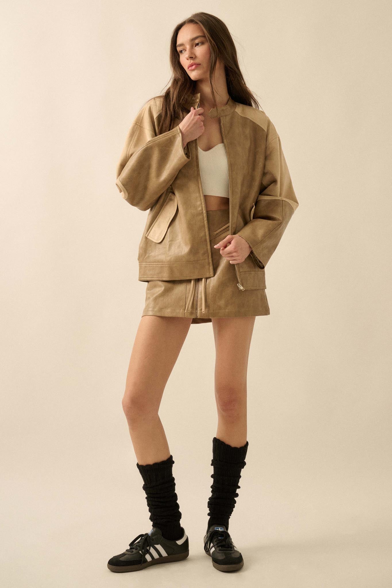 Open Road Vegan Leather and Suede Jacket - ShopPromesa