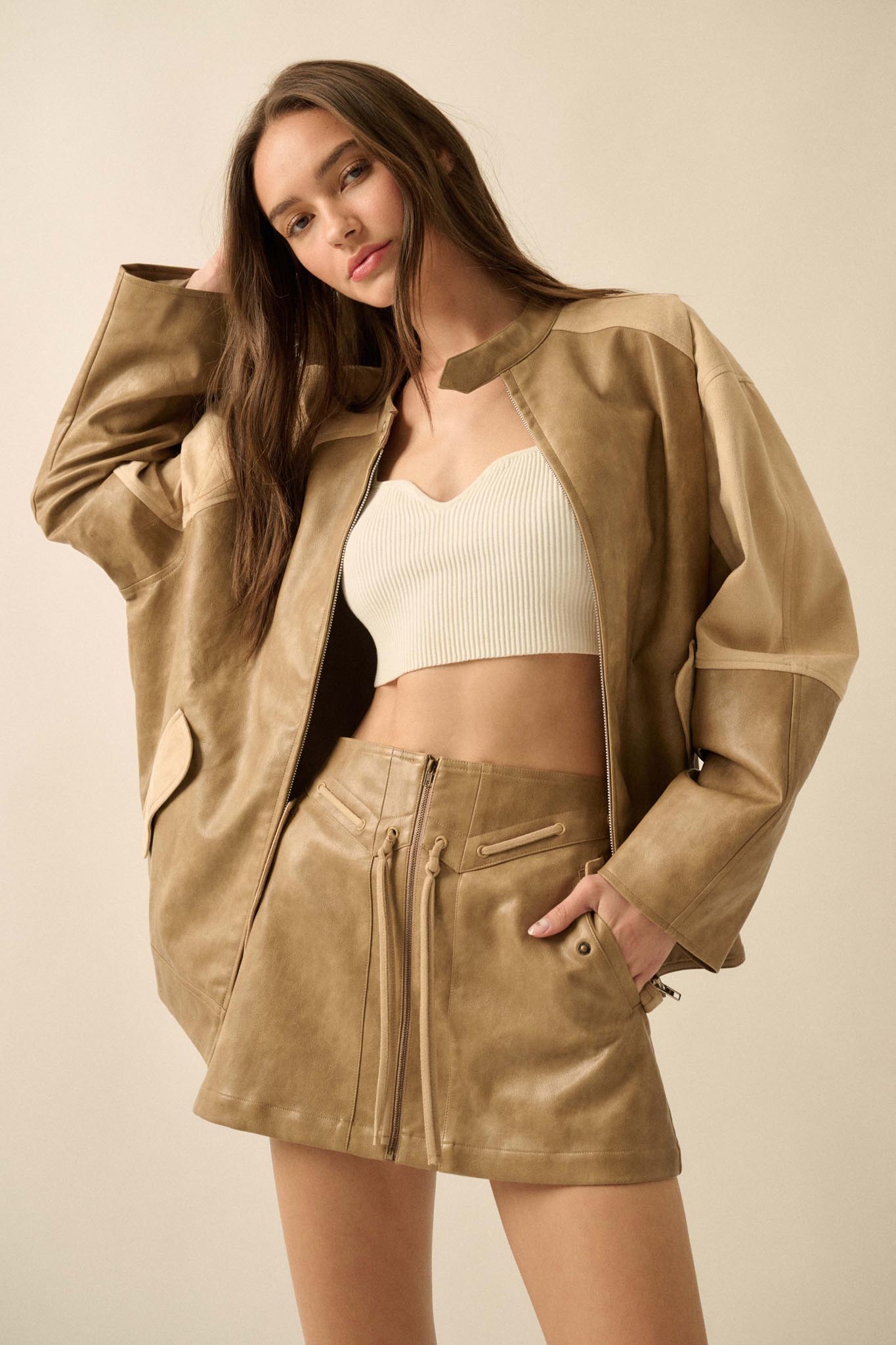 Open Road Vegan Leather and Suede Jacket - ShopPromesa