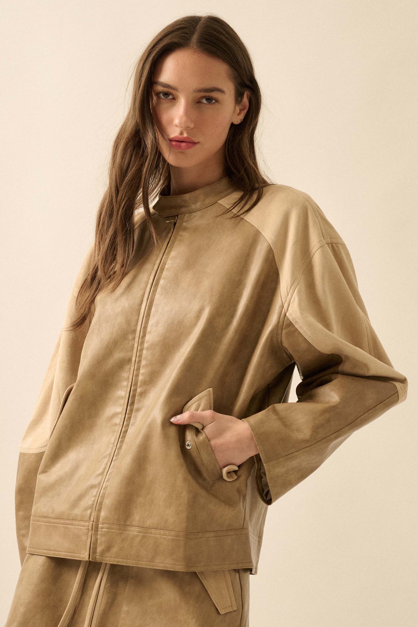 Open Road Vegan Leather and Suede Jacket - ShopPromesa