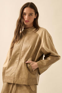 Open Road Vegan Leather and Suede Jacket - ShopPromesa