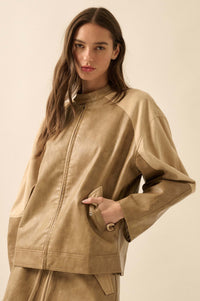 Open Road Vegan Leather and Suede Jacket - ShopPromesa