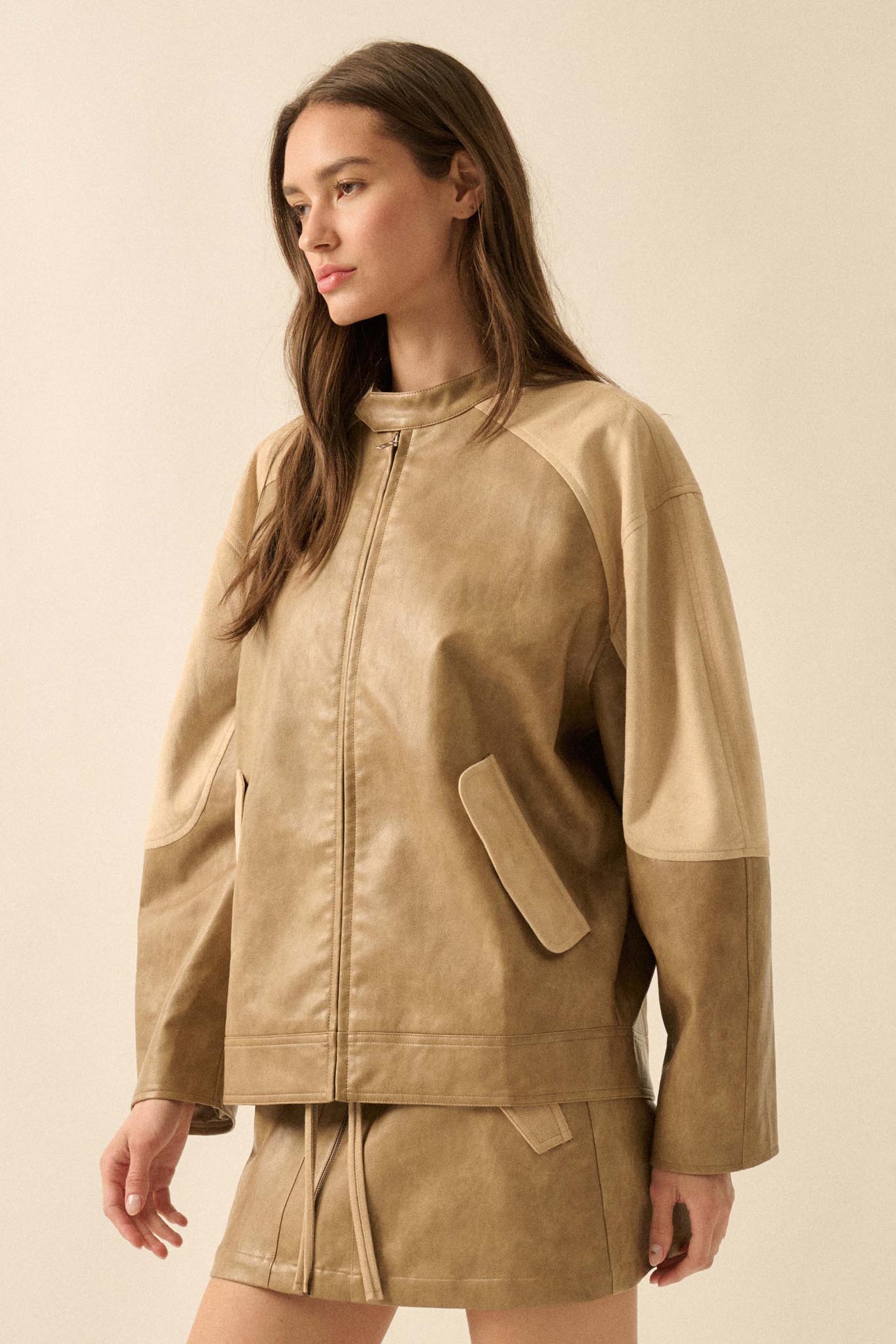Open Road Vegan Leather and Suede Jacket - ShopPromesa