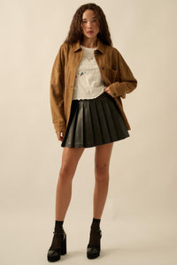 Soft Spoken Vegan Suede Pocket Shacket - ShopPromesa