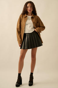 Soft Spoken Vegan Suede Pocket Shacket - ShopPromesa