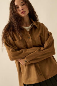 Soft Spoken Vegan Suede Pocket Shacket - ShopPromesa