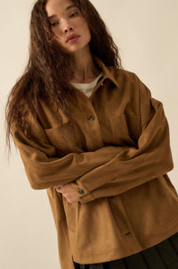Soft Spoken Vegan Suede Pocket Shacket - ShopPromesa