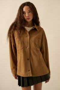 Soft Spoken Vegan Suede Pocket Shacket - ShopPromesa